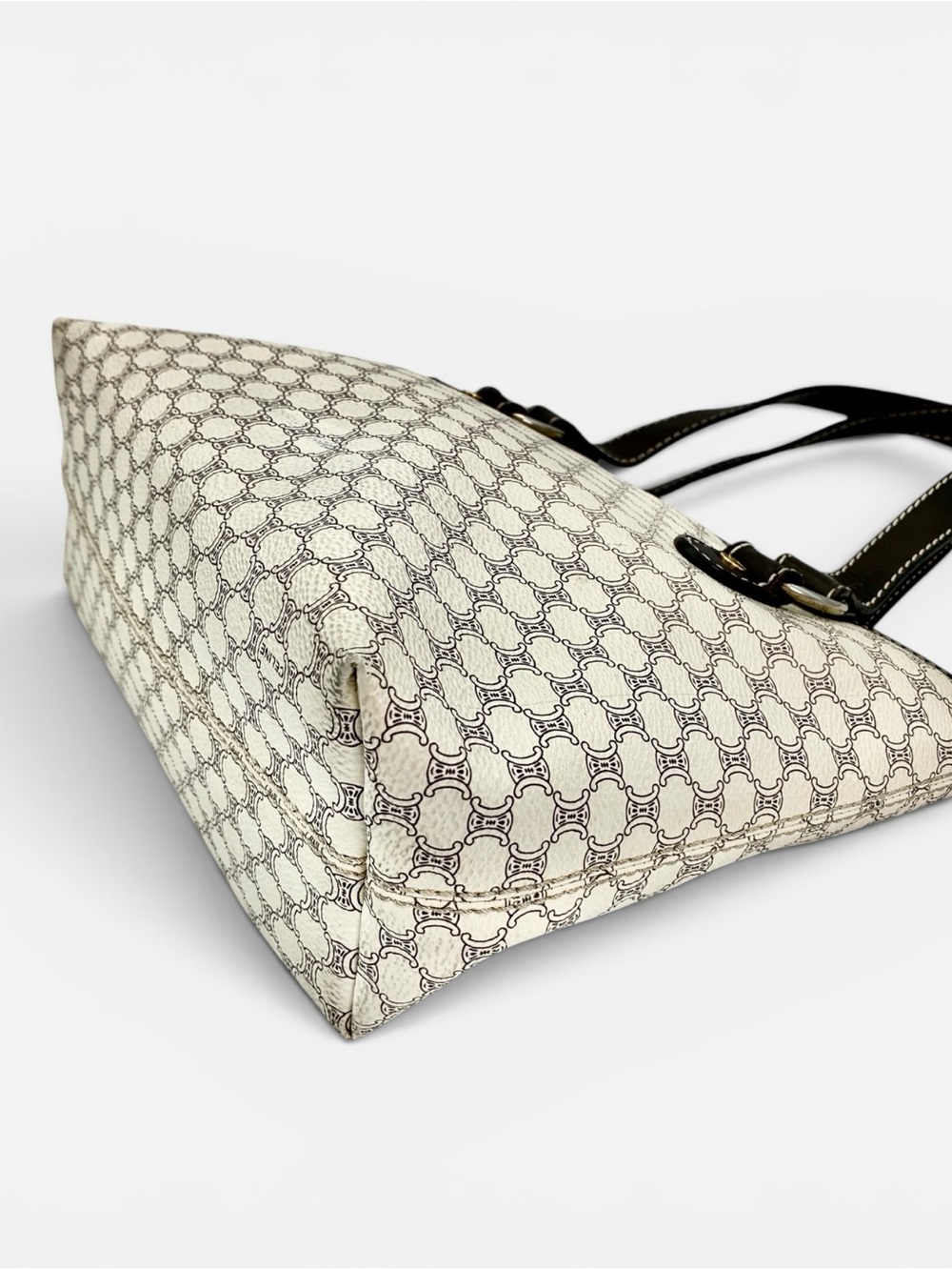 Celine Macadam Tote Bag Vintage Ivory Brown Shoulder Bag - Picture 13 of 15
